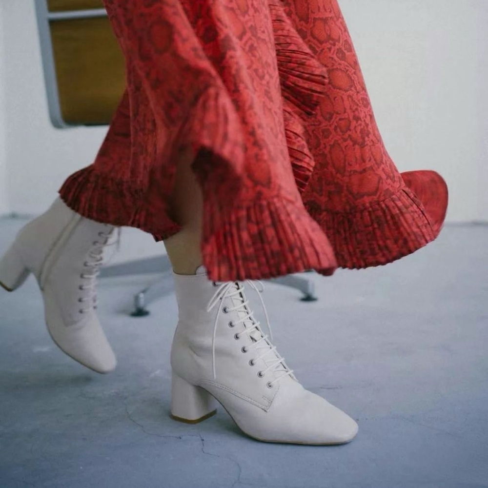 Mango Lace up Leather Boots